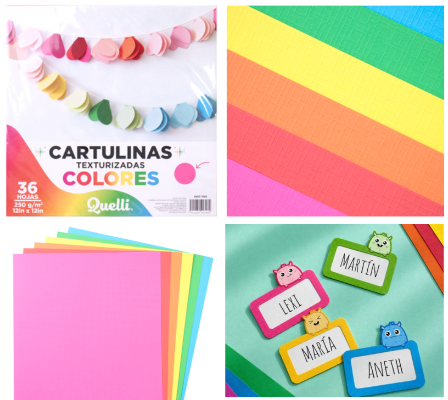 cartulinas text. colores