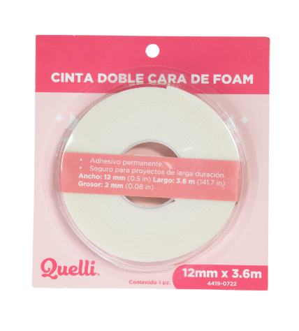 CINTA DOBLE CARA DE FOAM 12MM X 3.6MTS